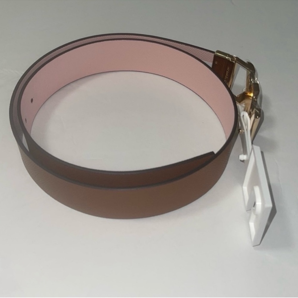 MICHAEL KORS Women’s Logo Reversible Genuine Leather Luggage & Pink Belt. NWT - Picture 10 of 16